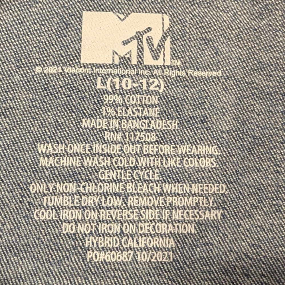 MTV Denim Jean Jacket with Logo Size Large 10-12 - Picture 4 of 6